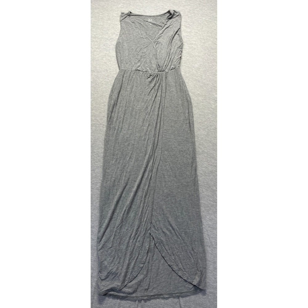 New York & Company Gray Maxi Dress Womens XS Gray Surplice Neck Gathered Waist